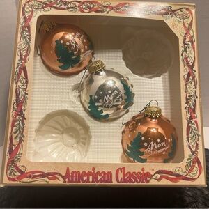 3 Krebs with crowns Holiday Ornament Set - Orange and Silver
